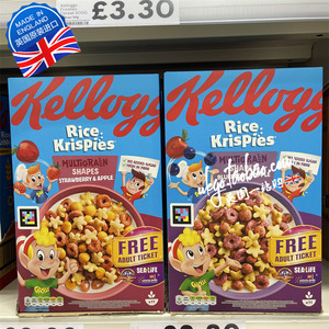 现货 英国Kellogg家乐氏儿童水果无糖全麦谷物麦圈麦片泡芙零食