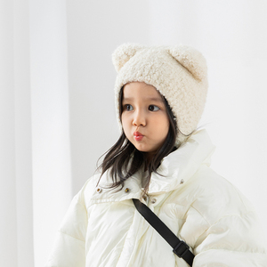 韩国儿童帽子秋冬款女童毛绒帽宝宝护耳帽男童保暖帽女孩套头帽
