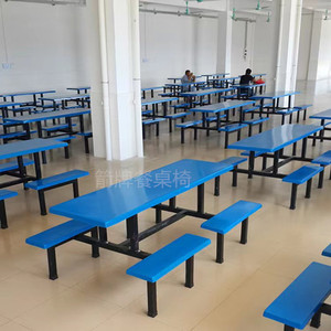 八人位工厂员工饭堂连体餐桌椅4人6人8人学校学生食堂吃饭桌组合