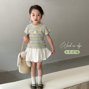 中小女童时尚套装2024夏季韩版短袖针织衫毛衣上衣半身裙短裙潮