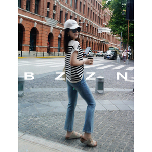 BZZN 爆瘦法博裤/小个子冲/四面高弹/百搭高腰中缝九分微喇牛仔裤