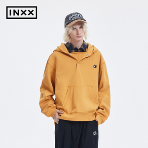 【INXX】 Standby 设计感小众连帽卫衣男半开领大口袋个性帽衫潮