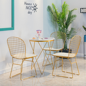 网红ins北欧甜品店咖啡厅创意桌椅组合清新饮料奶茶店休闲餐椅子