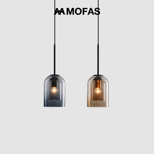 MOFAS北欧现代简约设计感餐厅吧台卧室床头背景墙玻璃单头小吊灯