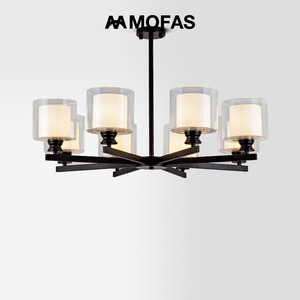 MOFAS美式现代简约北欧客厅餐厅卧室灯具设计师铁艺玻璃灯罩吊灯