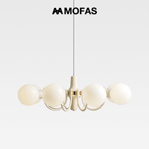 MOFAS法式奶油系玻璃吊灯客厅卧室创意魔豆圆球ins中古书房餐厅灯