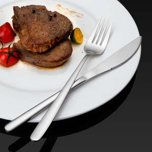 食品级304不锈钢牛排刀叉盘子套装家用韩式西餐叉勺子餐具三件套
