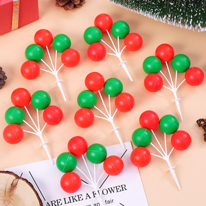ins风红绿色塑料气球串圣诞节蛋糕装饰插件大圆球生日平安夜氛围