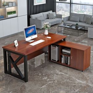 简约大班台桌老板办公桌实木职员电脑桌写字桌2米宽经理桌文件柜