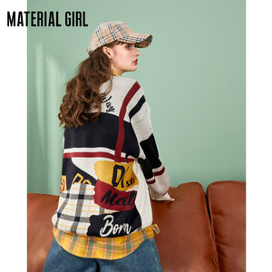 【全新转卖】MaterialGirl卫衣式拼接毛衣女宽松套头