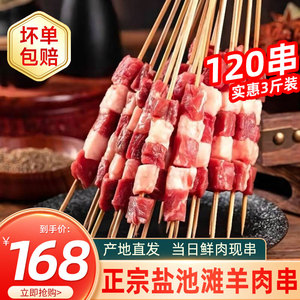宁夏盐池滩羊羊肉串原味烧烤食材新鲜生鲜现串肉串每袋10串真空装