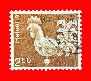 外国邮票 780、瑞士早期雕刻版生肖鸡公鸡雄鸡一唱天下白信销上品