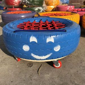 幼儿园户外玩具彩色轮胎带网上漆滑板车感统器材平衡车亲子互动