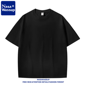 NASA WASSUP重磅纯棉短袖厚实不透T恤宽松嘻哈半袖男女打底衫上衣