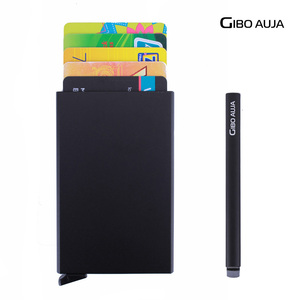 丹麦Gibo Auja防盗刷铝制卡包自动卡片盒防磁信用卡套钱包钱夹