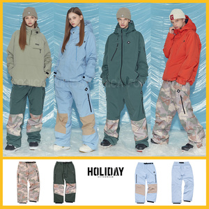 2223HOLIDAY韩国滑雪裤缩腿裤男女款双板单板防水保暖宽松卡其色