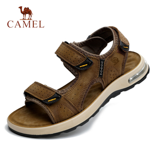 Camel/骆驼男鞋夏季真皮软底凉鞋头层牛皮气垫抗压减震户外沙滩鞋