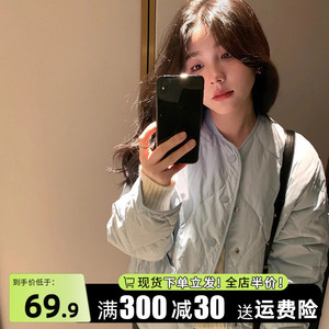 蓝色短款棉衣高级感棉服早春季小香棒球服厚外套女2024年新款上衣