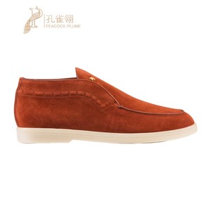 STEFANO RICCI/史蒂芬男鞋橘红色柔软绒面套穿马球靴