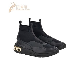 FERRAGAMO/菲拉格慕女鞋新品黑色超轻橡胶GANCINI 袜式运动鞋