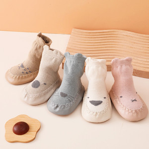 秋冬新生婴儿鞋袜地板袜宝宝学步袜儿童防滑不掉步前鞋袜中筒袜子