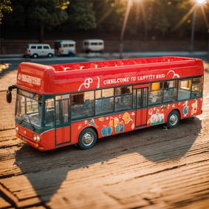 巴士回力仿真合金车模型校园巴士旅游公交小宝宝儿童玩具客车