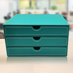 皮革办公用品桌面文件收纳盒多层文具储物柜A4文件柜资料置物架