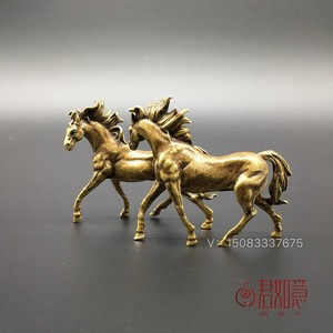 纯铜生肖骏马小马摆件铜马小摆件马到成功手把件仿古铜雕动物铜器