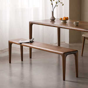 黑胡桃木长凳榫卯长板凳北欧实木换鞋凳餐桌长条凳餐凳餐椅床尾凳