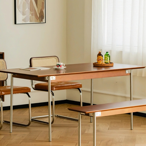 中古风简易餐桌椅组合实木餐桌复古小户型家用长方形桌子原木家具