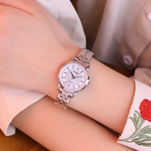 手表女学生韩版时尚防水钢带腕表潮流简约情侣手表一对商务男士表