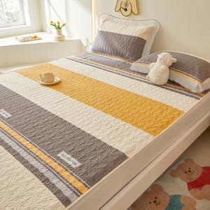 夹棉纯棉床盖单件四季通用绗缝全棉床单单人宿舍薄床垫防滑垫单