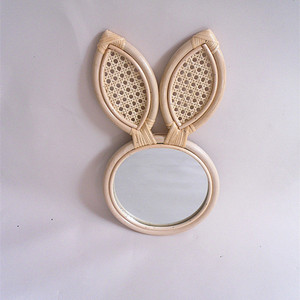 镜子 藤条镜 墙壁装饰镜  小兔子款镜子  北欧风格装饰镜