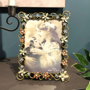 6寸7寸珐琅彩复古欧式带洗照片相框摆台金属婚纱照片框儿童像框架