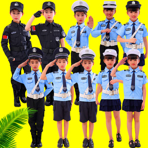 儿童警察服幼儿园学生舞蹈军训小交警军装小孩黑猫警长表演出服装