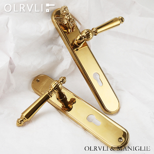 olrvli黄铜复古金色天使门锁法式欧式轻奢丘比特双开门静音门锁