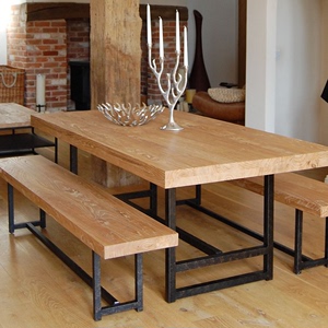 美式乡村loft餐桌椅子组合套铁艺家具复古做旧休闲办公书桌实木