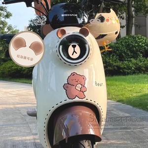 电动车灯贴纸熊耳朵装饰雅迪爱玛电瓶摩托车头盔改造小配件猫耳朵
