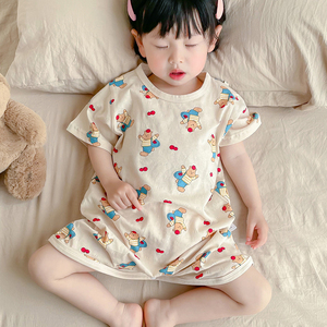 婴儿睡袋夏季薄款短袖宝宝儿童连体睡衣纯棉空调房防踢被护肚神器