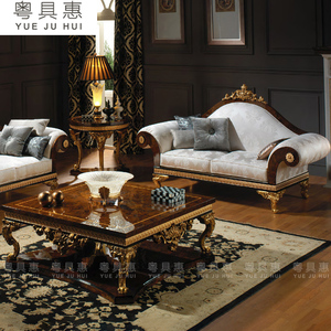 欧式布艺沙发组合意大利奢华客厅家具实木雕花金别墅箔样板间定制