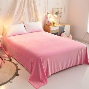 牛奶绒加厚冬季床单单件粉色防静电珊瑚绒毛毯床裙三件套单双人