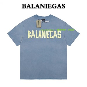 Balaniegas  B家短袖T恤男女新款胶带字母印花宽松纯棉圆领上衣潮