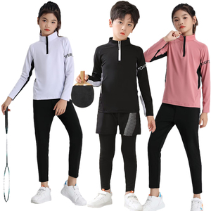 儿童羽毛球服秋冬套装男童乒乓球网球服长袖速干衣女童跑步运动服