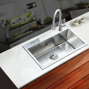 德国304不锈钢厨房水槽加厚手工单盆黑色单槽洗菜盆洗碗池双槽