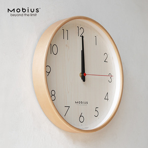 莫比乌斯简约实木客厅静音挂钟装饰挂表高级感时钟家用石英钟表