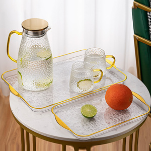 茶盘家用高档茶托盘小型茶台轻奢风2024新款全套茶具玻璃水杯套装