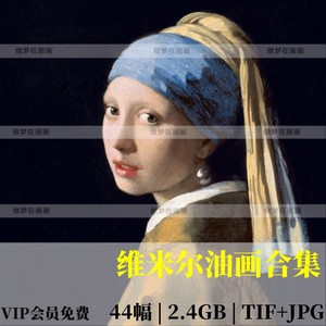 维米尔油画合集高清电子版图片戴珍珠耳环少女人物装饰临摹素材