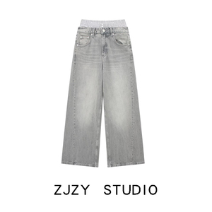 ZR 欧美风 ZA女装 法式 时尚低腰平角内裤细节宽腿牛仔裤 5520019