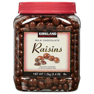 包邮美国柯克兰Kirkland葡萄干夹心牛奶巧克力豆 1.5kg 真爱礼物