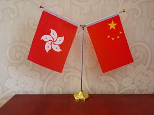 中国香港区旗中国香港旗帜紫荆花旗办公桌旗中国香港小旗子